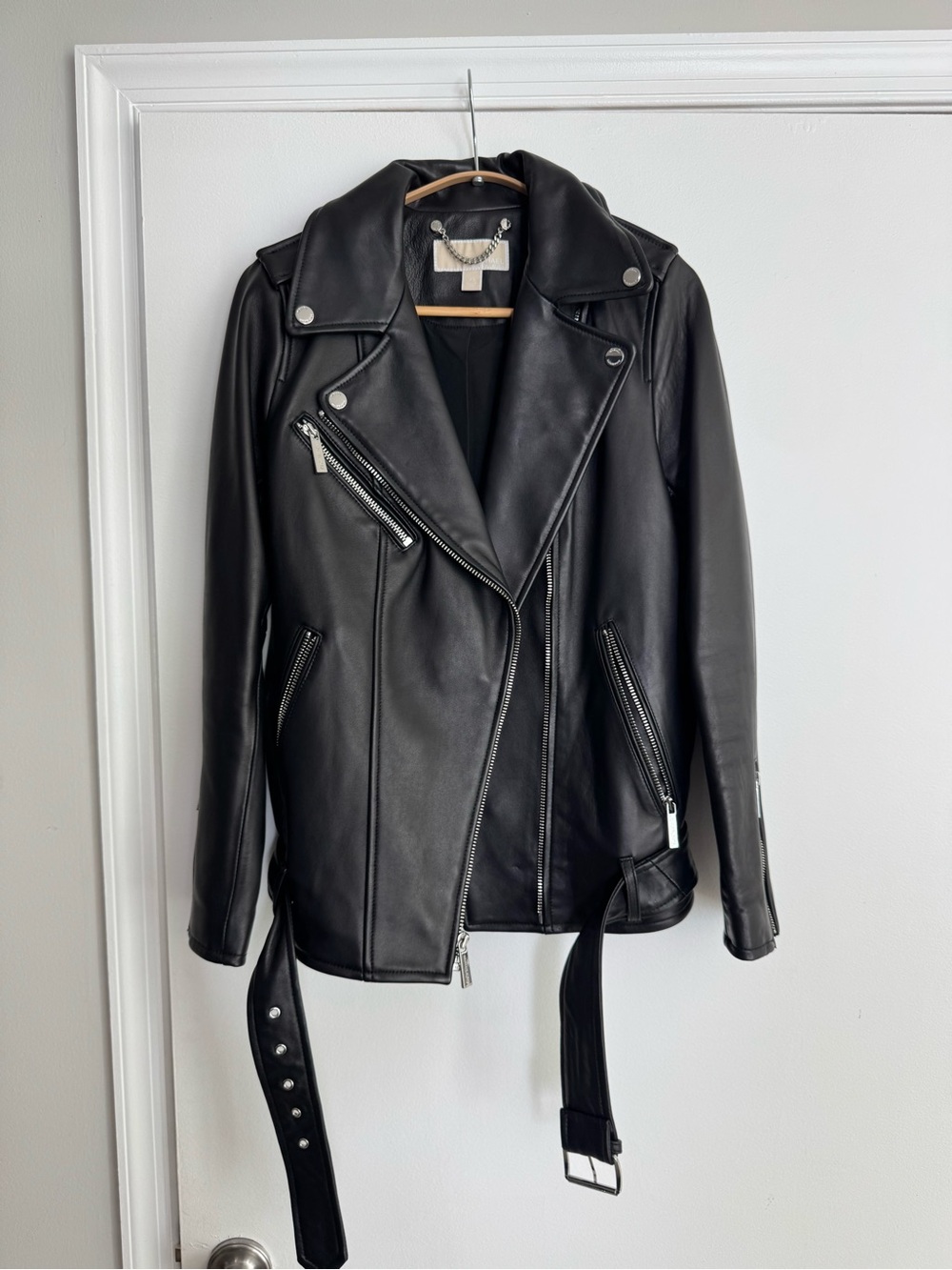 MICHAEL Michael Kors Black Leather Moto Jacket NEW XS